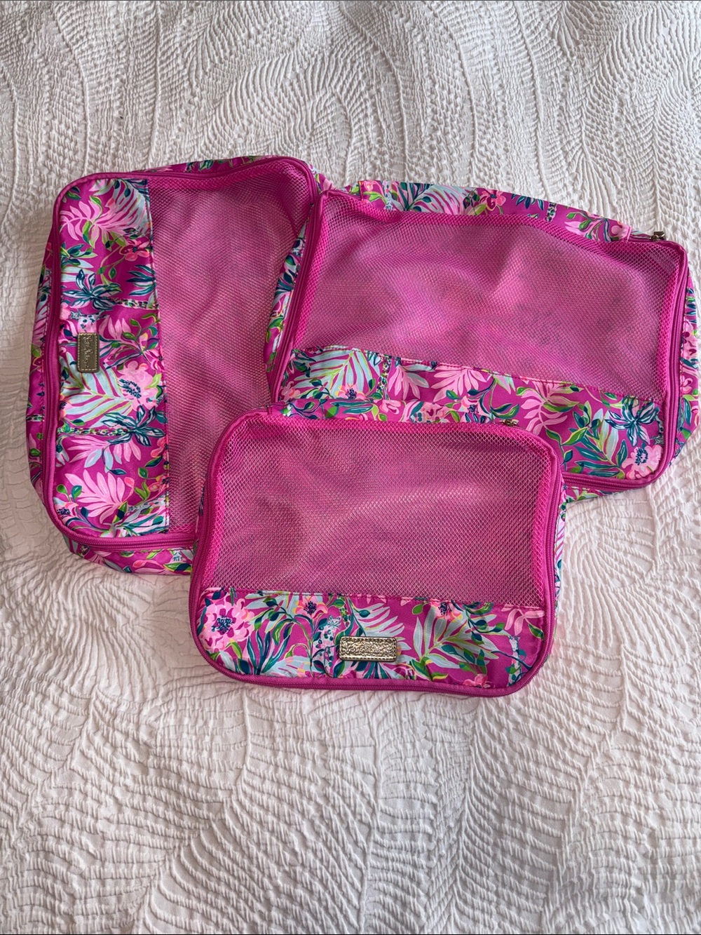 Lilly Pulitzer Pink Tropical Floral Packing Cube Set